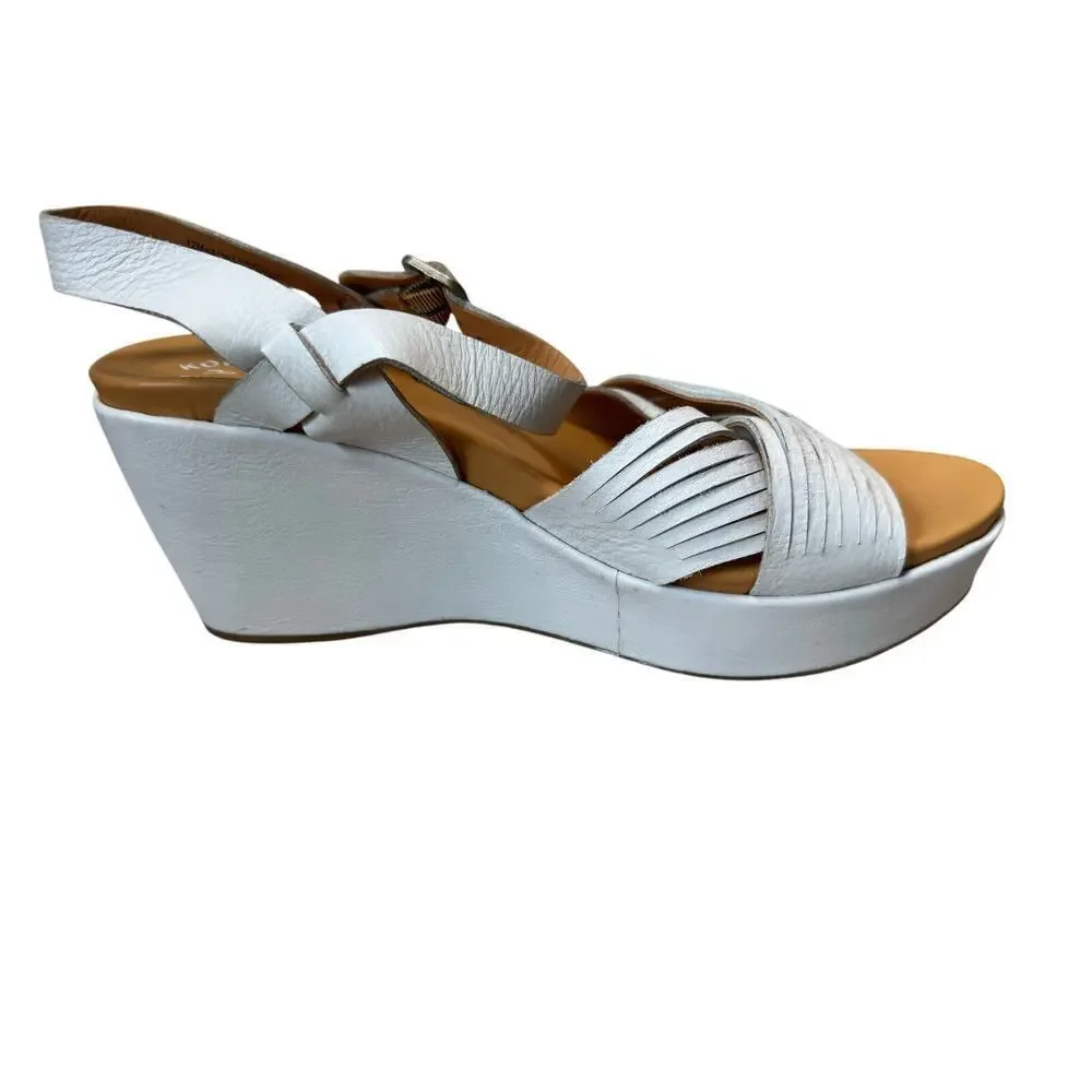 KORK-EASE Women's Sandals, size 12, White, strappy wedge platform shoes